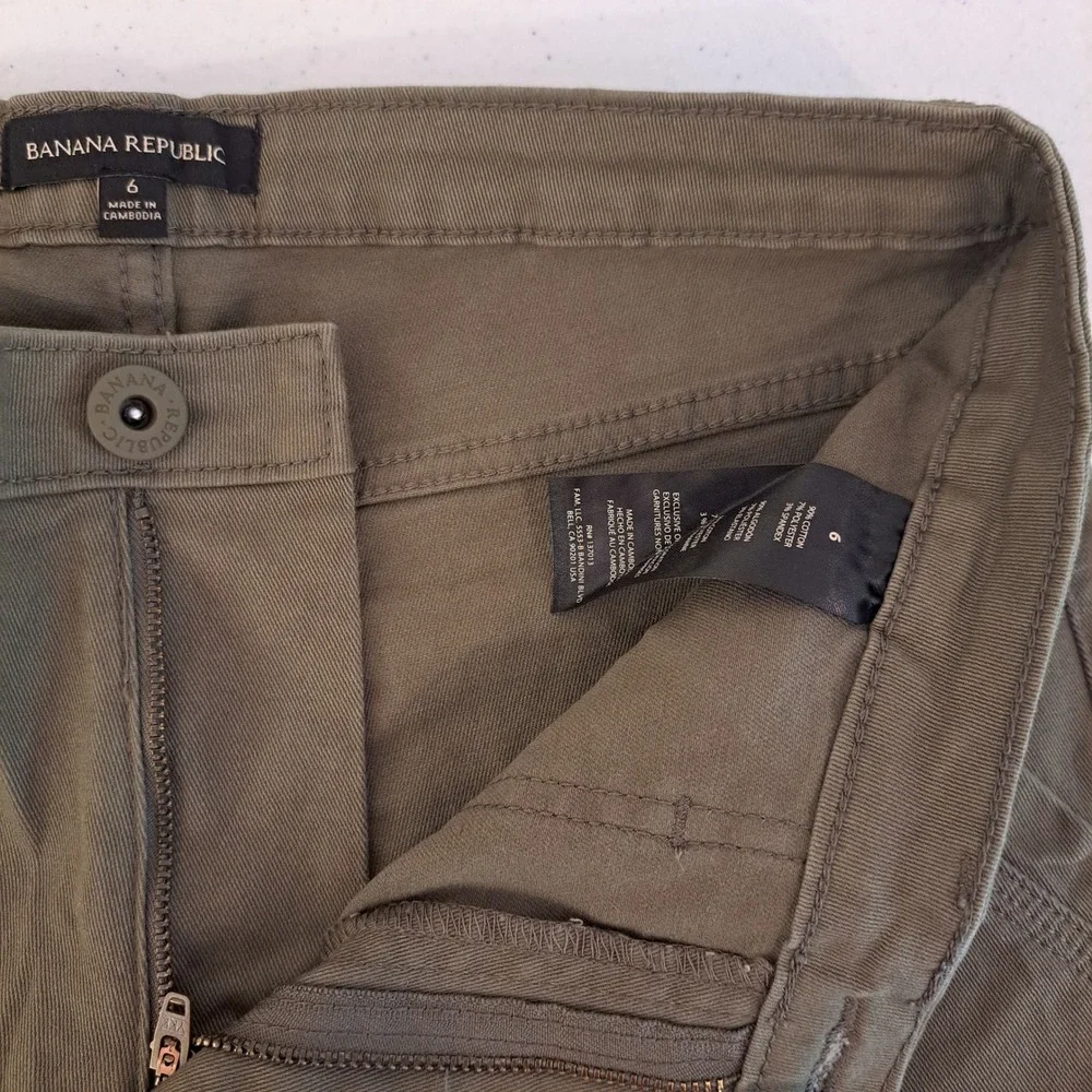 Banana Republic Womens Twill Pants 6 Olive NWT High Rise Utility 1731-266
